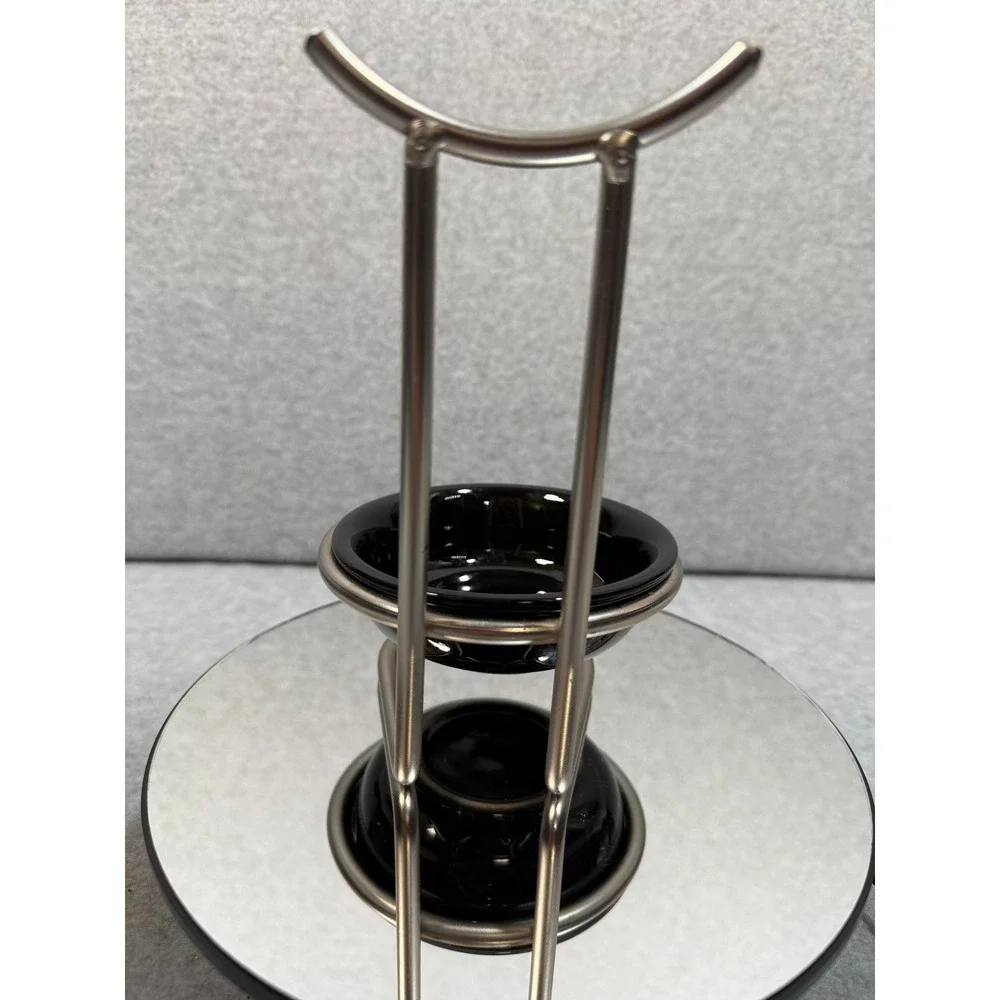 Black Ceramic Spoon Holder w Metal Stand Kitchen Utensil Rest Countertop‎